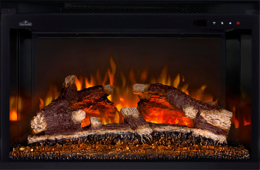 Napoleon Rosedale Electric 3 built-in electric fireplace insert front view with orange flames