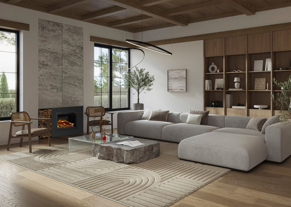 Napoleon Rosedale Electric 3 built-in electric fireplace insert in a modern living room