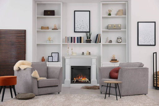 Element 36 built-in electric fireplace installed in a mantel