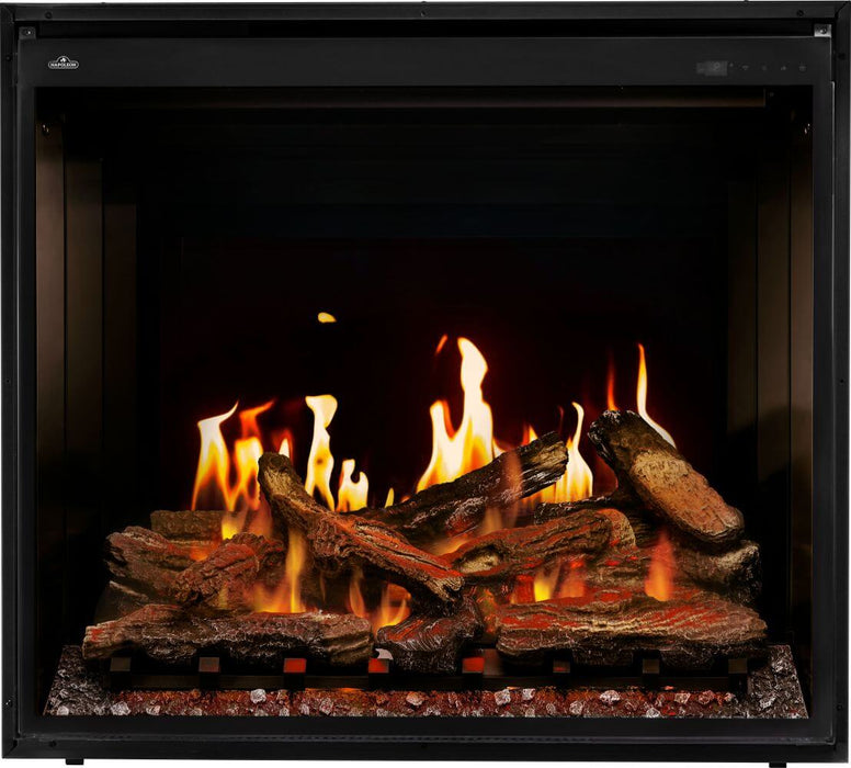 Napoleon Elevation X 36 electric fireplace with LCD flames showing the gas flame video setting