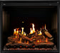 Napoleon Elevation X 36 electric fireplace with LCD flames showing the gas flame video setting