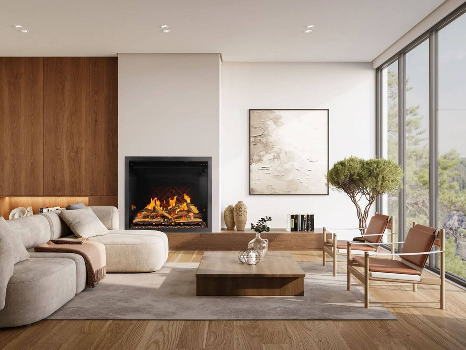 Napoleon Elevation X 42 electric fireplace with LCD flames in a living room
