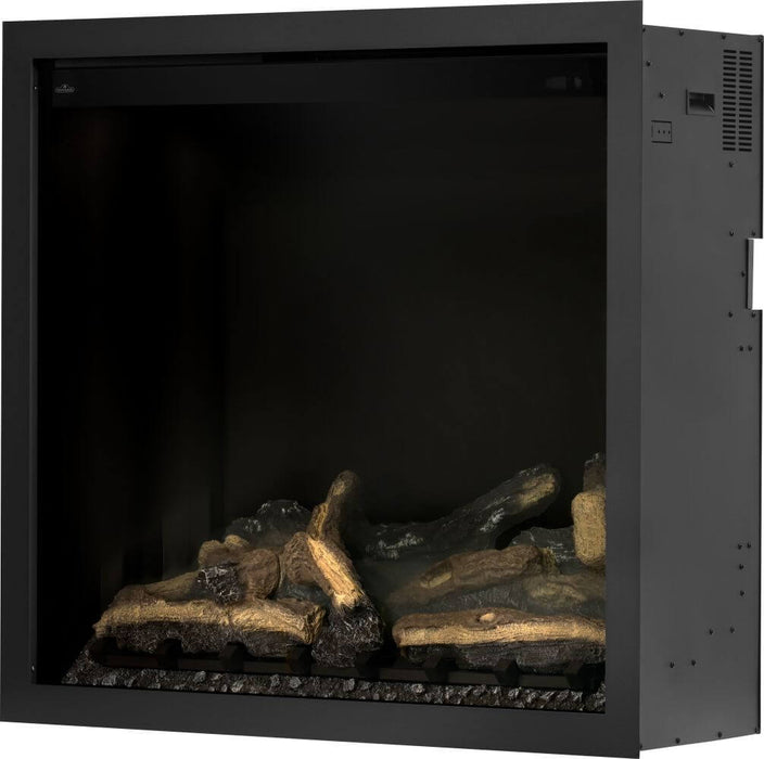 Napoleon Elevation X 42 electric fireplace with LCD flames left angle, fire off