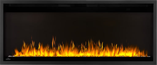 Napoleon Astound 42 inch SlimMount recessed electric fireplace NEFL42AS front view with yellow flames