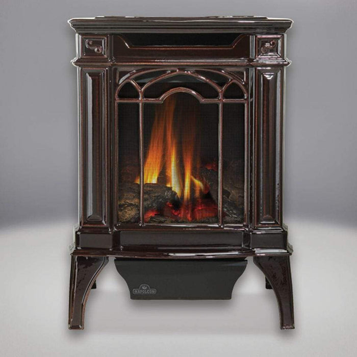Napoleon Arlington 19" Porcelain Majolica Brown Direct Vent Cast Iron Gas Stove With Millivolt Ignition