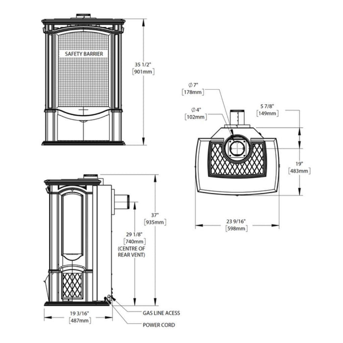 Napoleon Castlemore 24" Porcelain Majolica Brown Direct Vent Cast Iron Gas Stove