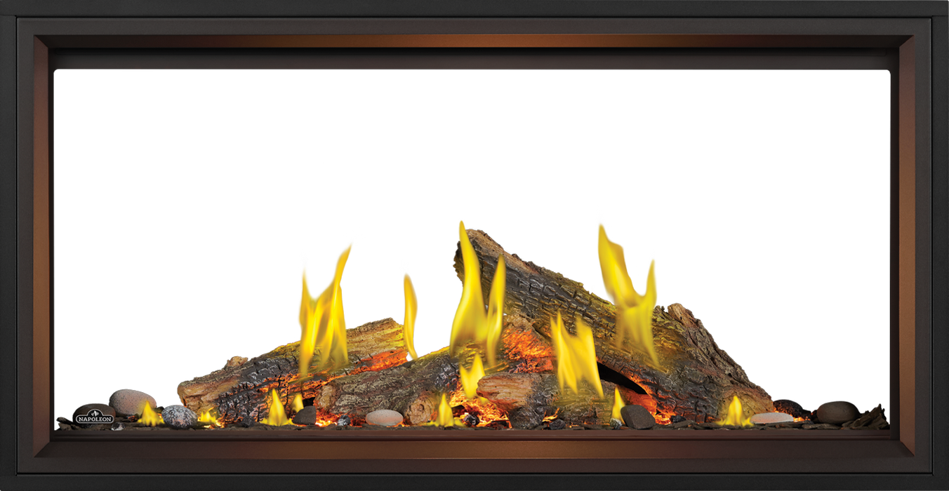 Napoleon Tall Linear Vector 50" See Through Direct Vent Natural Gas Fireplace With Luminous Logs