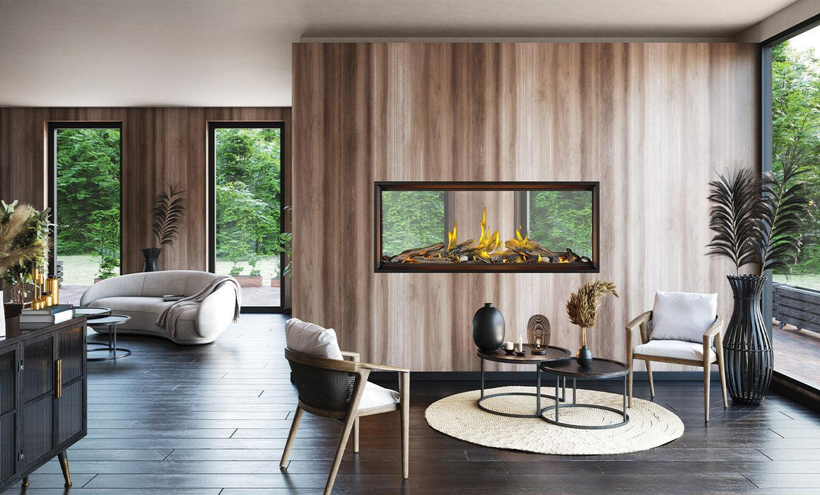 Napoleon Tall Linear Vector 62" See Through Direct Vent Natural Gas Fireplace With Luminous Logs