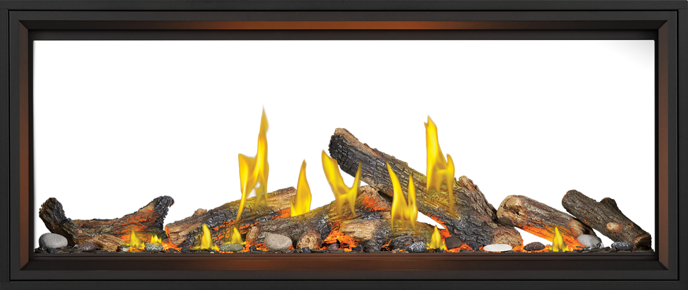 Napoleon Tall Linear Vector 62" See Through Direct Vent Natural Gas Fireplace With Luminous Logs