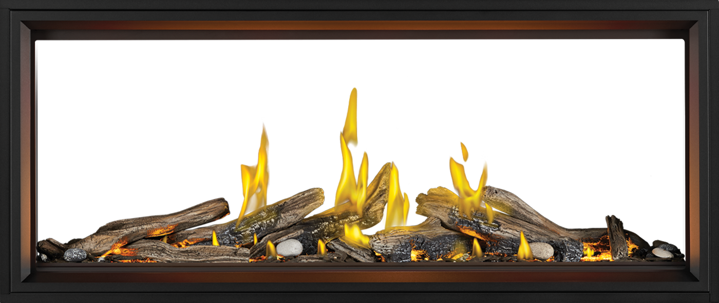 Napoleon Tall Linear Vector 62" See Through Direct Vent Natural Gas Fireplace With Luminous Logs