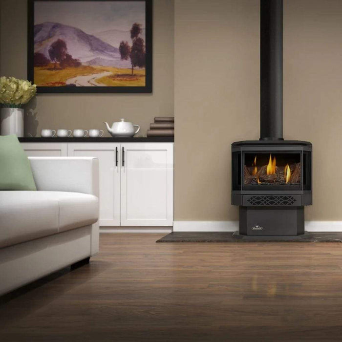 Napoleon Haliburton direct vent gas stove in a living room