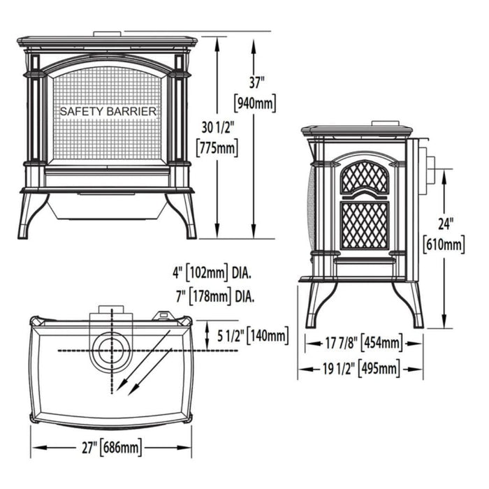 Napoleon Knightsbridge 27" Metallic Black Direct Vent Cast Iron Gas Stove