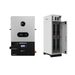 EG4 12000XP Off-Grid Inverter + Pytes V5 Rack Battery Power Bundle {BNDL-E0031} - EG4 12000XP off-grid inverter paired with Pytes indoor battery cabinet. The image shows the inverter on the left, featuring its LCD display and breaker switch, and the 