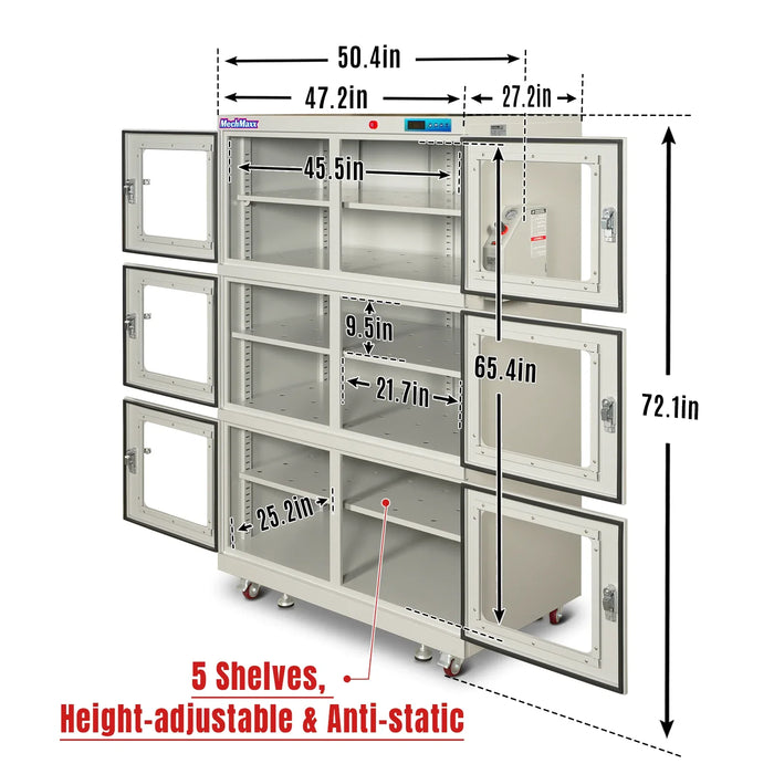 1-60% RH Nitrogen Dry Cabinet 1430L ESD Desiccator Cabinet Low Humidity Storage, NC1430B-6