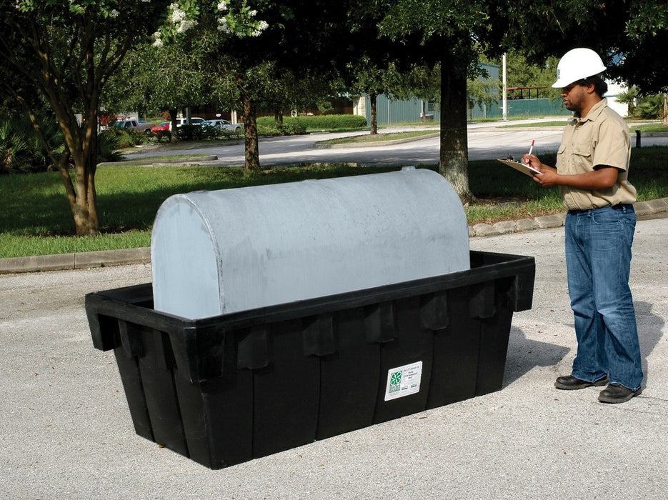 Vestil OTC-275 Polyethylene Fuel Tank Containment with Drain 43-3/4 in. x 84-1/2 in. x 29 in. 275 lb. Capacity Black