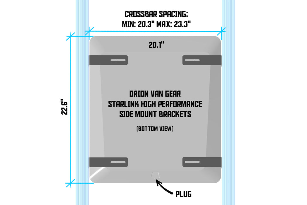 Orion Van Gear Gen 1 Flat High Performance Starlink Mounting Brackets - Detail View