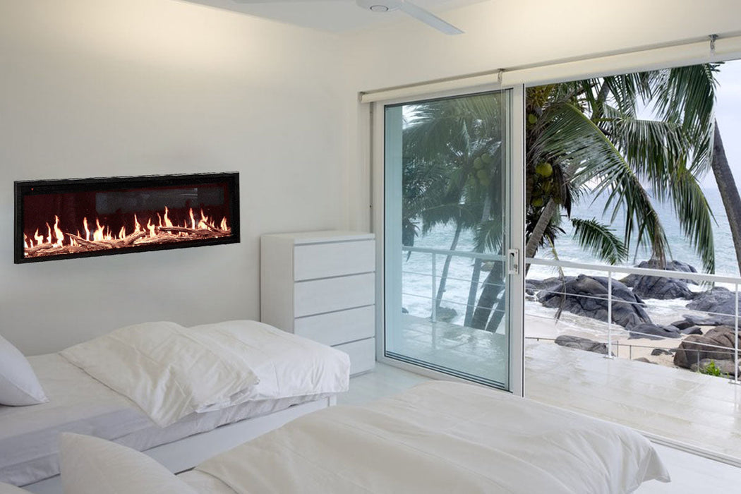 Orion Slim 76" Heliovision Virtual Recessed / Wall Mount Electric Fireplace - side view