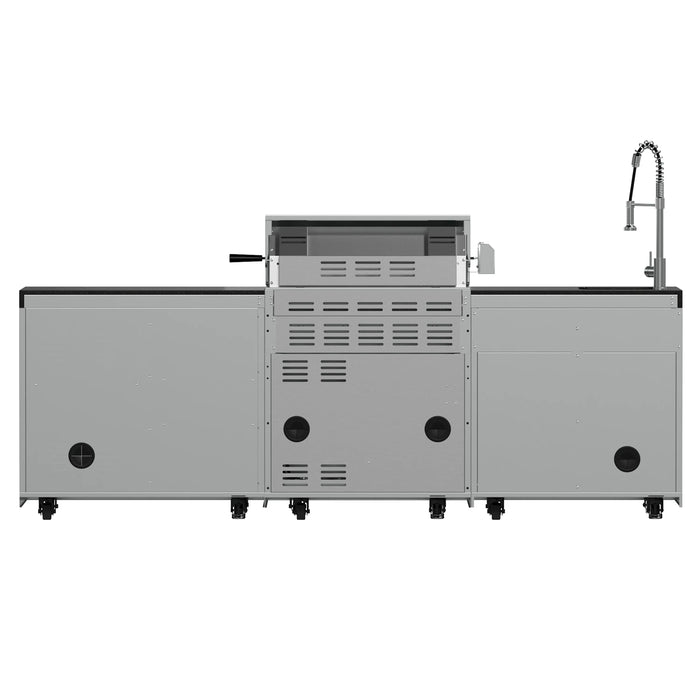 Forno Bulnes Outdoor Kitchen 30-Inch BBQ 60,000 BTU, with Sear, Rotisserie Infrared Burners, 1.8 Cu.Ft. Beverage Center, & Black Countertops (FODKT2506BLK)