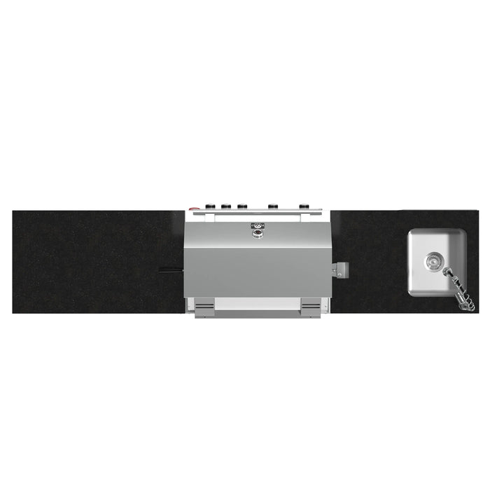 Forno Bulnes Outdoor Kitchen 30-Inch BBQ 60,000 BTU, with Sear, Rotisserie Infrared Burners, 1.8 Cu.Ft. Beverage Center, & Black Countertops (FODKT2506BLK)