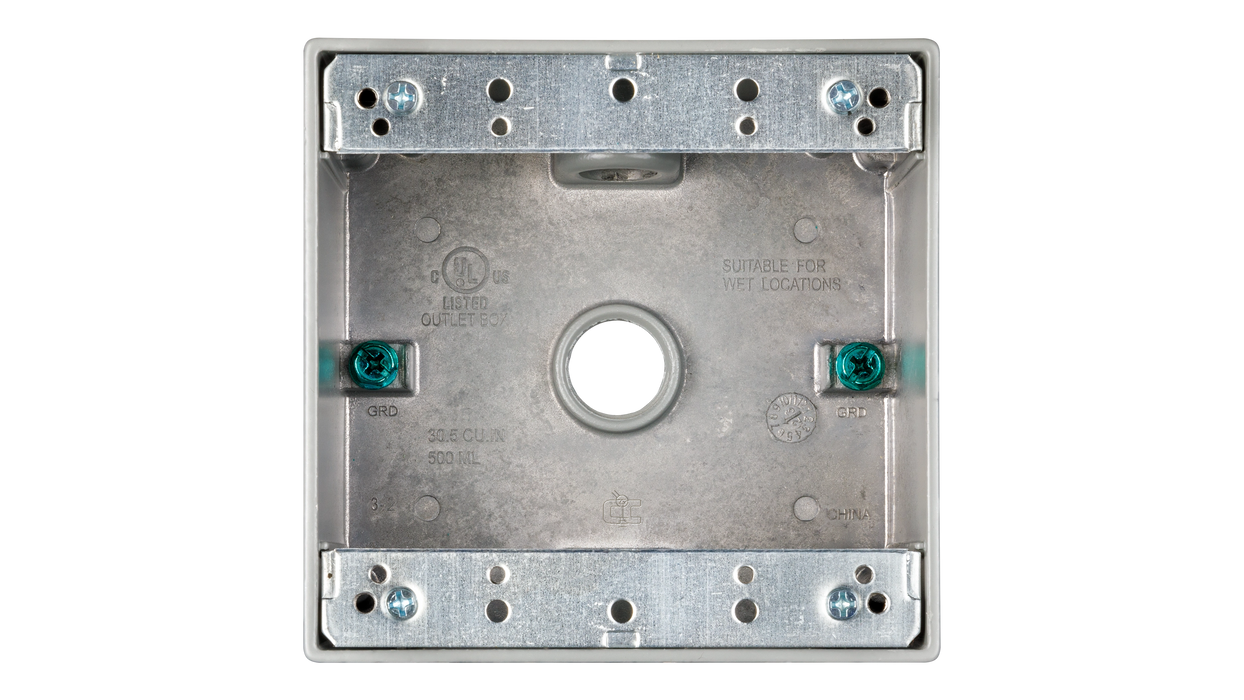 Outdoor Weatherproof Bell Box, Die-Cast Aluminum, 1-Gang and 2-Gang Options, 1/2" Threaded Conduit Outlets, NEMA 3R, Gray Powder Coat - Urban Supply Inc