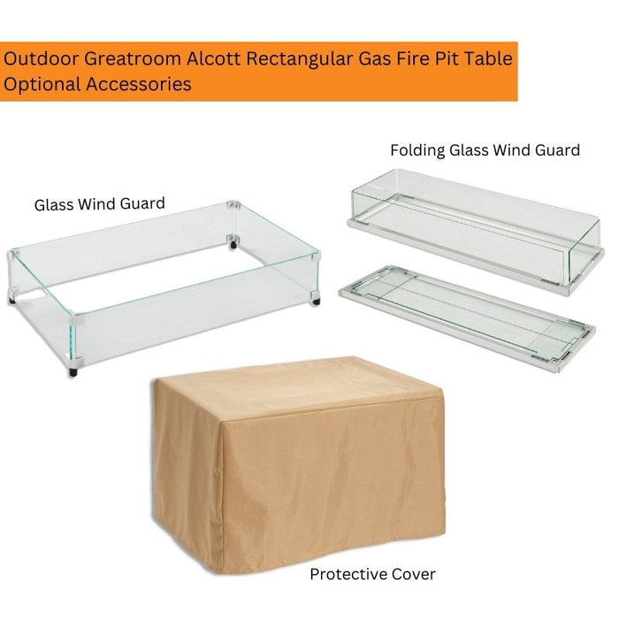 The Outdoor Greatroom Alcott Rectangular Gas Fire Pit Table | ALC-1224