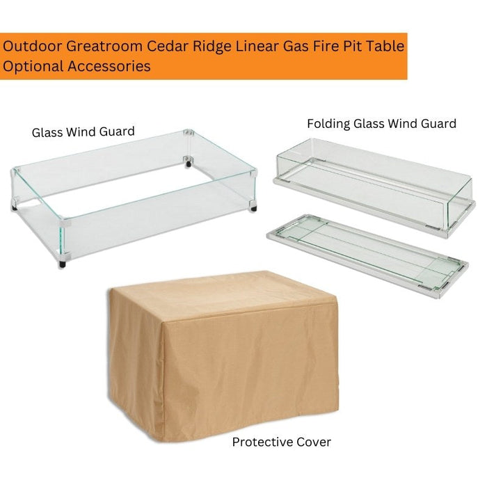 The Outdoor Greatroom Cedar Ridge Linear Gas Fire Pit Table | CR-1242-K
