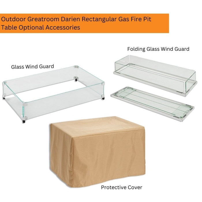 The Outdoor Greatroom Darien Rectangular Gas Fire Pit Table | DAR-1224