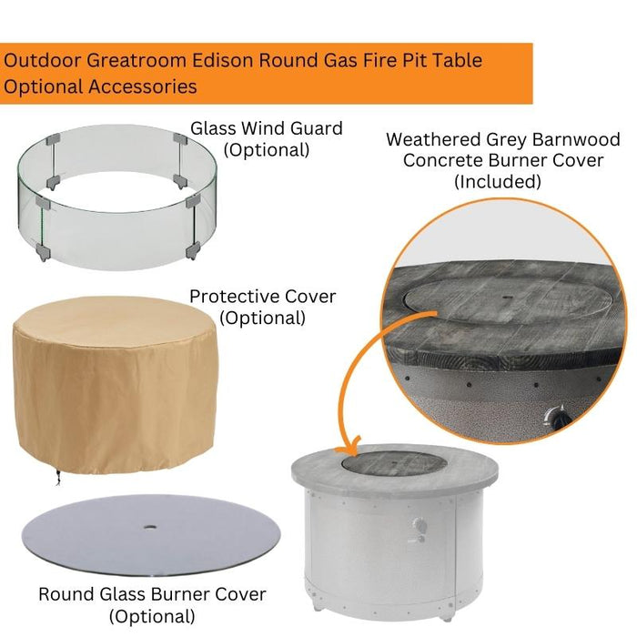 The Outdoor Greatroom Edison Round Gas Fire Pit Table | ED-20