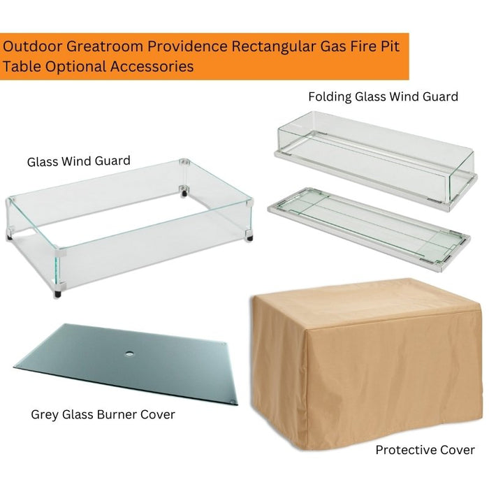 The Outdoor Greatroom Providence Rectangular Gas Fire Pit Table | PROV-1224-SS