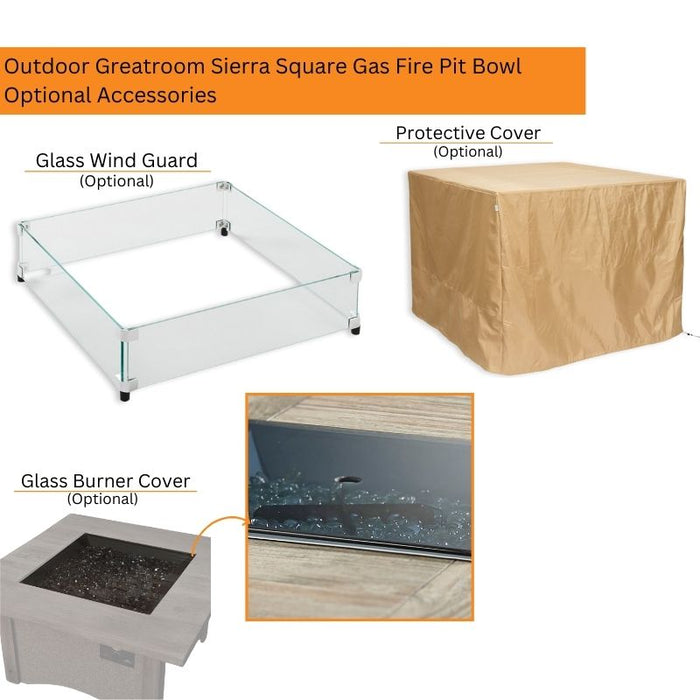 The Outdoor Greatroom Sierra Square Gas Fire Pit Table | SIERRA-2424
