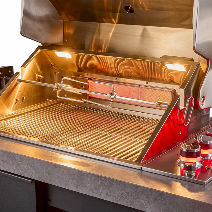 Forno Rimini Outdoor Kitchen 30-Inch BBQ 62,600 BTU, 3 Burners with Sear & Rotisserie, 2.4 cu.ft. Beverage Center, Stainless Steel Sink, Black Cabinets & Gray Sintered Stone Countertop (FODKT2544BLK)