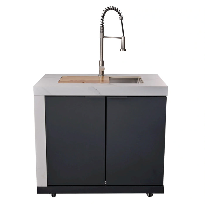 Forno Rimini Outdoor Kitchen 30-Inch BBQ 62,000 BTU, 4.8 cu.ft. Beverage Center, Stainless Steel Sink, White Countertops (FODKT2575WHT)