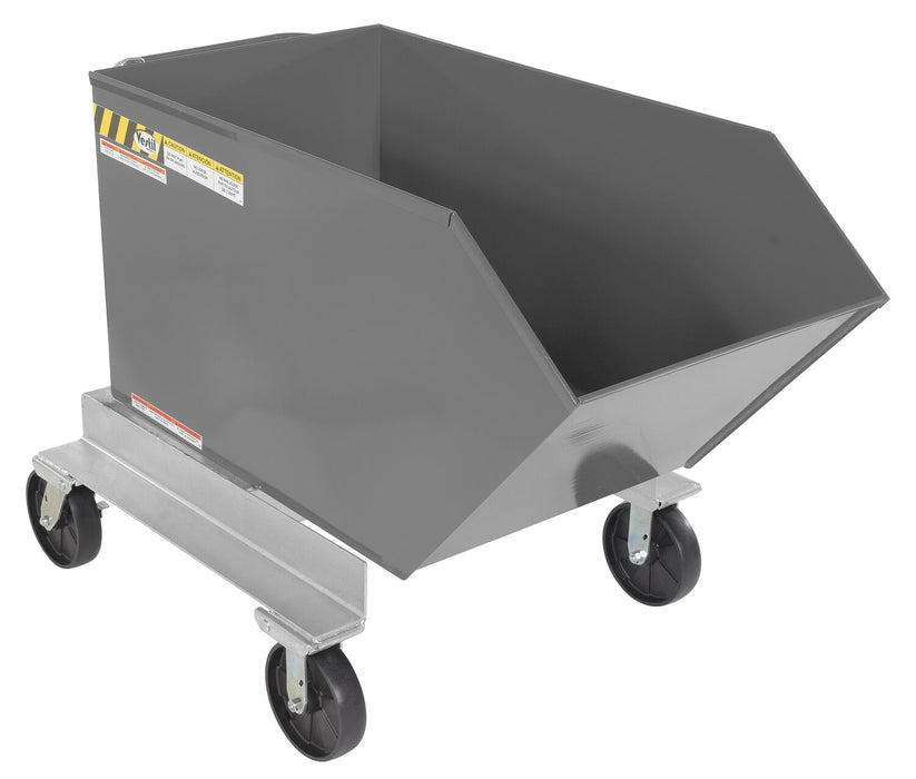 Vestil P-HOP-0.5-GYSG Steel Portable Tilting Hopper 1/2 Cubic Yard 2,000 lb. Capacity Gray Semi Gloss