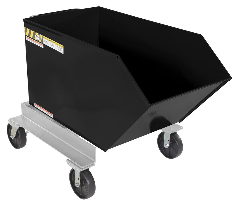 Vestil P-HOP-0.75-BK Steel Portable Tilting Hopper 3/4 Cubic Yard 2,000 lb. Capacity Black