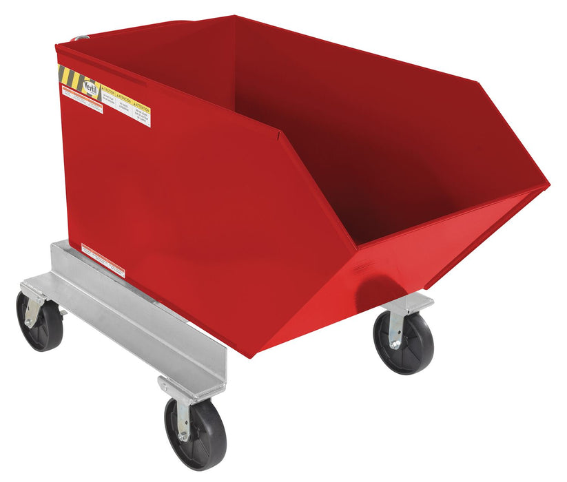 Vestil P-HOP-0.75-RD Steel Portable Tilting Hopper 3/4 Cubic Yard 2,000 lb. Capacity Red
