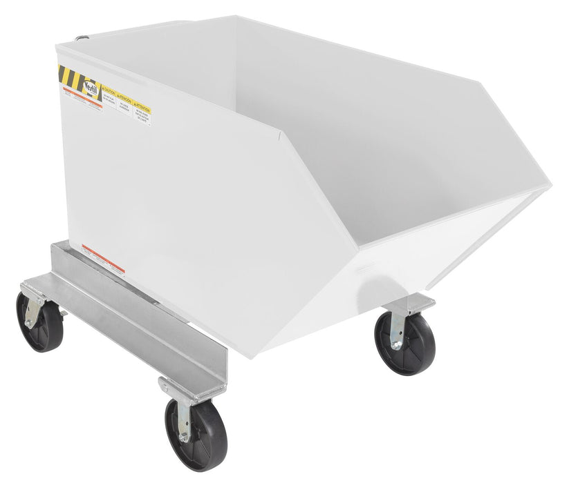 Vestil P-HOP-0.75-WT Steel Portable Tilting Hopper 3/4 Cubic Yard 2,000 lb. Capacity White