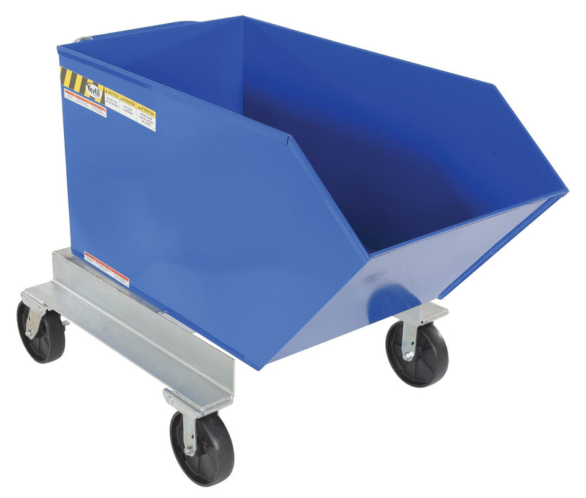 Vestil P-HOP-0.75 Steel Portable Tilting Hopper 3/4 Cubic Yard 2,000 lb. Capacity Blue