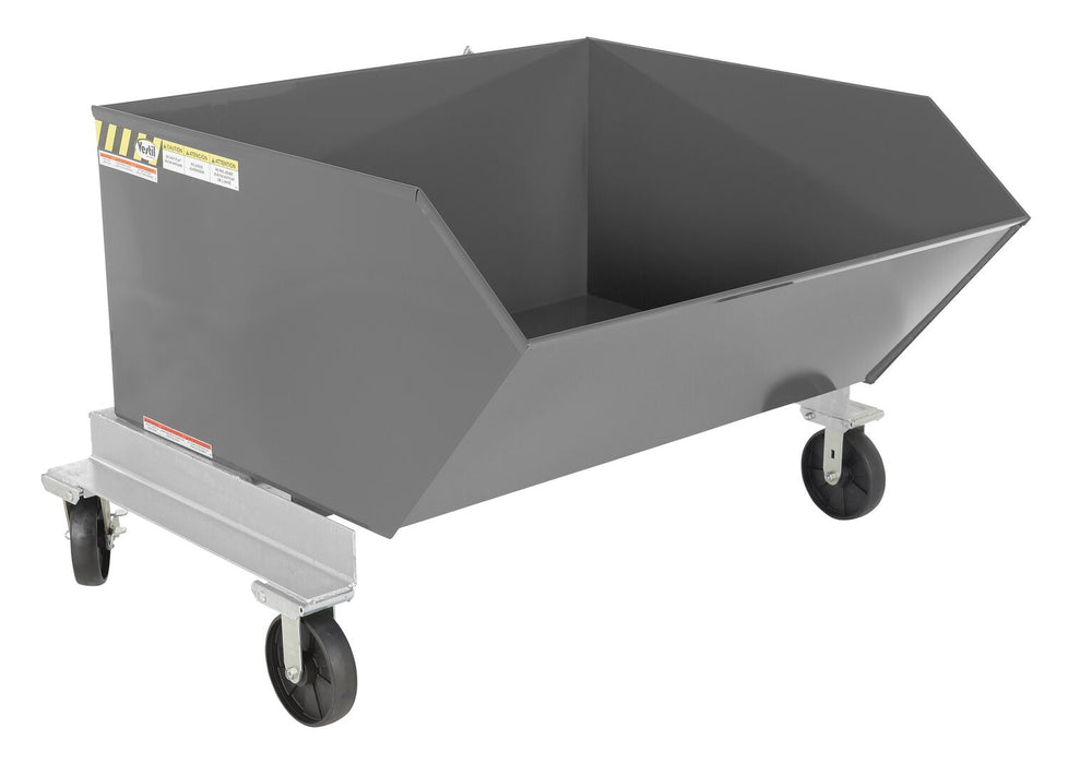 Vestil P-HOP-1-GYSG Steel Portable Tilting Hopper 1 Cubic Yard 2,000 lb. Capacity Gray Semi Gloss