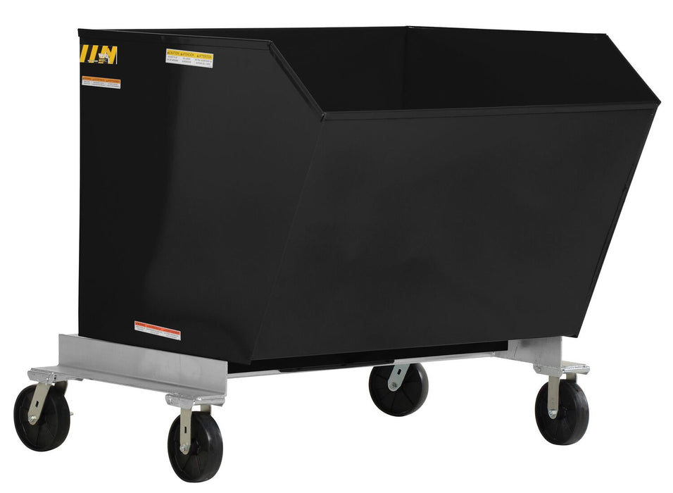 Vestil P-HOP-1.5-BK Steel Portable Tilting Hopper 1-1/2 Cubic Yard 2,000 lb. Capacity Black