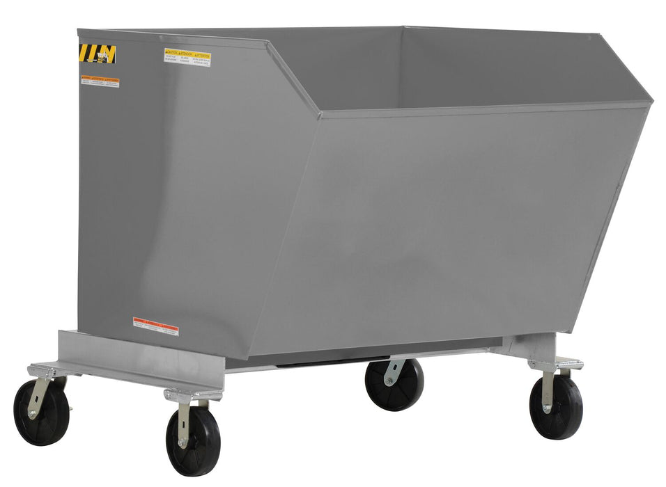 Vestil P-HOP-1.5-GYSG Steel Portable Tilting Hopper 1-1/2 Cubic Yard 2,000 lb. Capacity Gray Semi Gloss