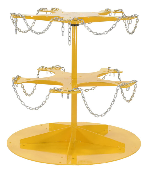 Vestil PAIL-T2-CAR-10 Steel 5 Gallon Pail Carousel Rack, 10 Pails 350 lbs. Capacity Per Shelf Yellow