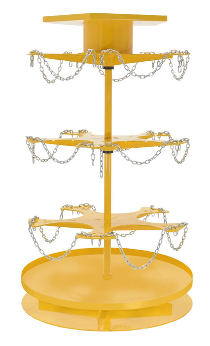 Vestil PAIL-T3-CAR-15 Steel 5 Gallon Pail Carousel Rack, 15 Pails 350 lbs. Capacity Per Shelf Yellow