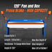 120-inch Manual Sheet Metal Brake - 14 Gauge Bending Capacity, Adjustable Fingers, Heavy-Duty Steel Construction, Precision Bending for Box and Pan PB12014