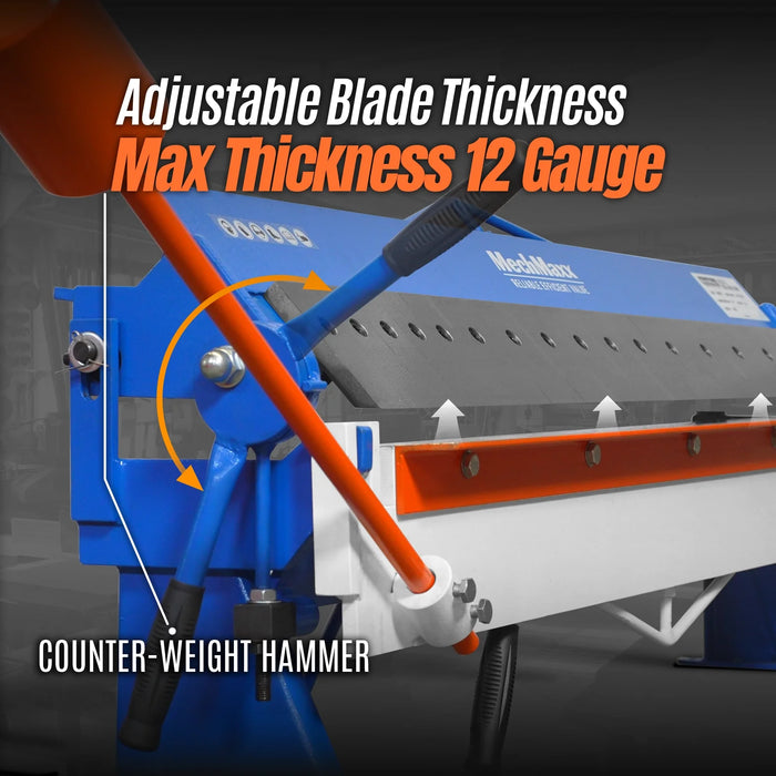 80-inch Manual Sheet Metal Brake - 12 Gauge Bending Capacity, Adjustable Fingers, 6 Ft. Heavy-Duty Steel Construction for Precision Bending PB8012