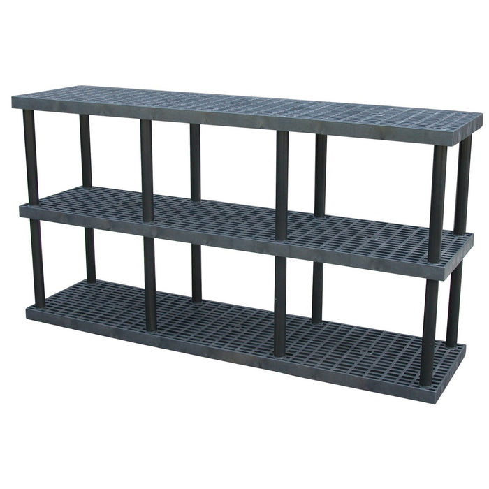 Vestil PBSS-9624-3 Plastic Bulk Shelf and Storage 3 Shelves 24 in. x 96 in. x 51 in. 2,025 lb. Capacity Black