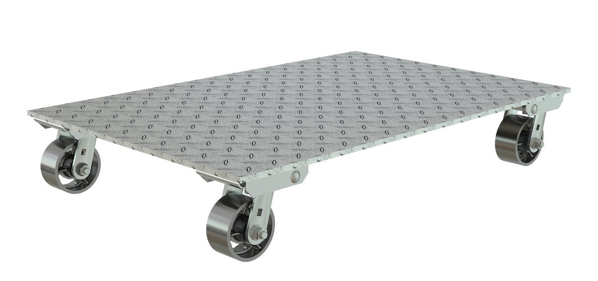 Vestil PDA-2436-C-S Aluminum Plate Dolly with Cast Steel Wheels 36 in. x 24 in. x 6-3/16 in. 2,800 lb. Capacity Silver