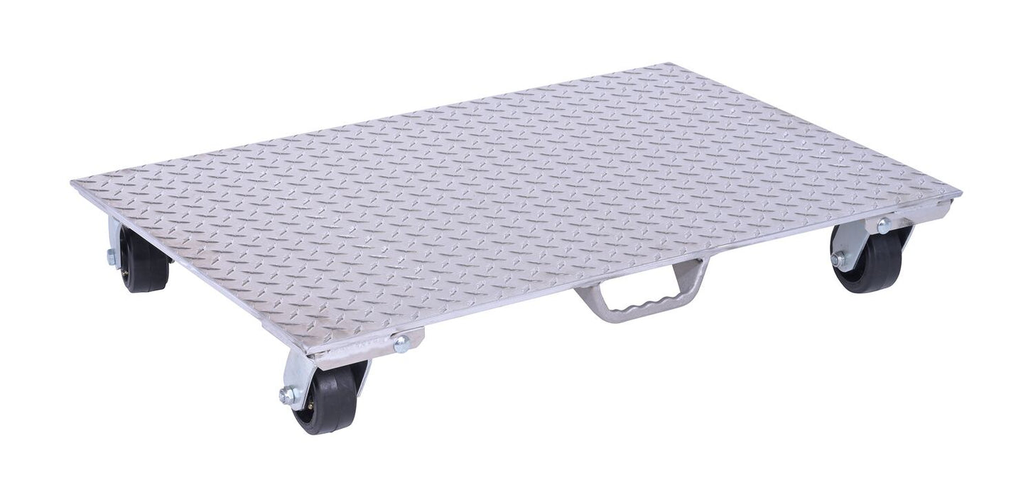Vestil PDA-2436-R-S-H Aluminum Plate Dolly with Rubber Wheels and Handle 36 in. x 24 in. x 6 in. 1,200 lb. Capacity Silver