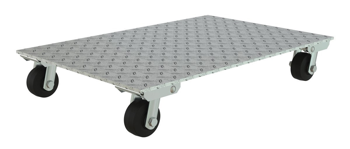 Vestil PDA-2436-R-S Aluminum Plate Dolly with Rubber Wheels 36 in. x 24 in. x 6-1/8 in. 1,200 lb. Capacity Silver