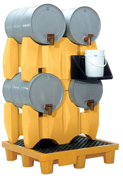 Vestil PDR-4 Polyethylene 4 Drum Rack for 55 Gallon Drums 53 in. x 53 in. x 77-3/4 in. 3,000 lb. Capacity Yellow