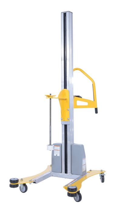 Vestil PEL-100A-D3-SWA Aluminum Quick Lift DC Powered Pallet Stretch Wrap Machine 88 in. Maximum Wrap Length Yellow